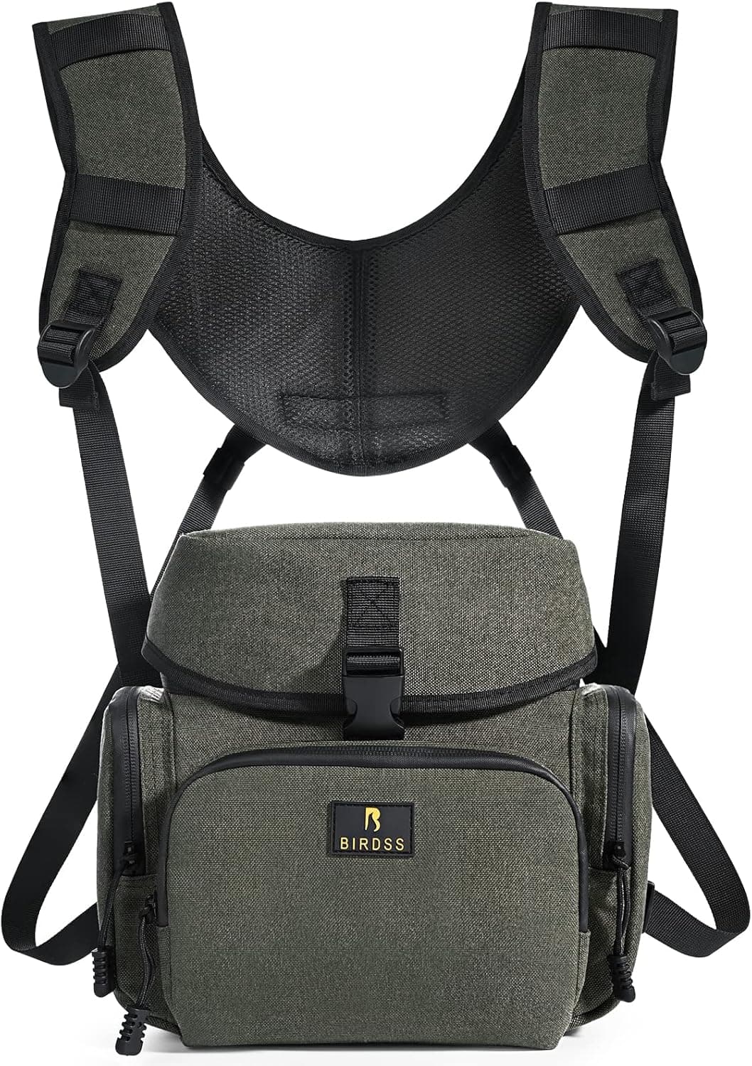 Outdoor Binoculars Harness Chest Pack, Waterproof Bino Backpack Case with Adjustable Shoulder Straps, Universal Binocular Harness Bag for Men and Women, Rangefinder Case for Hunting,Green