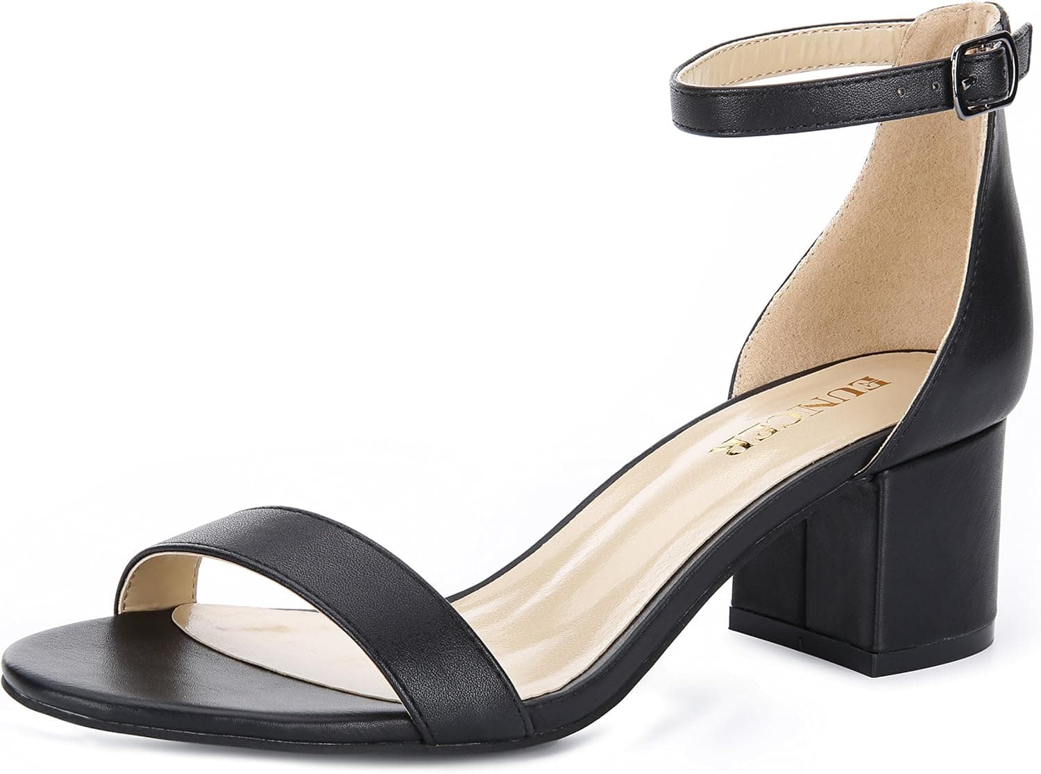 EUNICER Women's Classic Low Heel Chunky Sandals with Ankle Strap Block Heel Dress Shoes