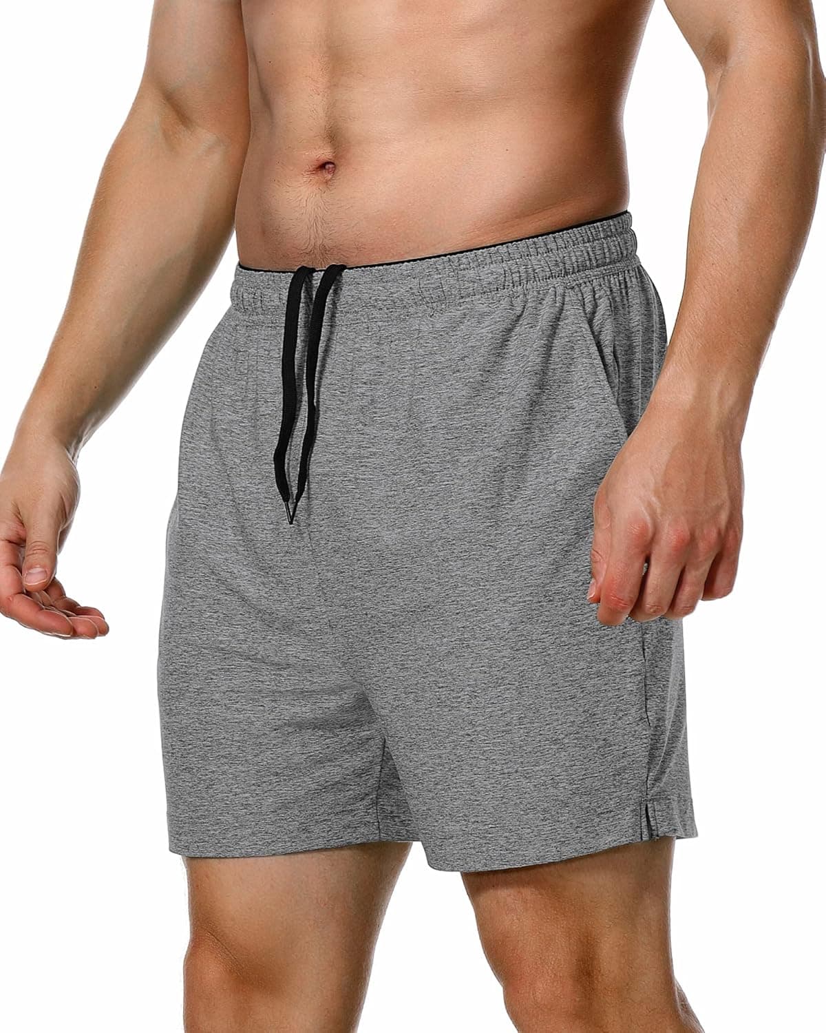 Alex Vando Mens Jersey Shorts Quick Dry Elastic Workout Short for Bodybuilding Running with Drawstring