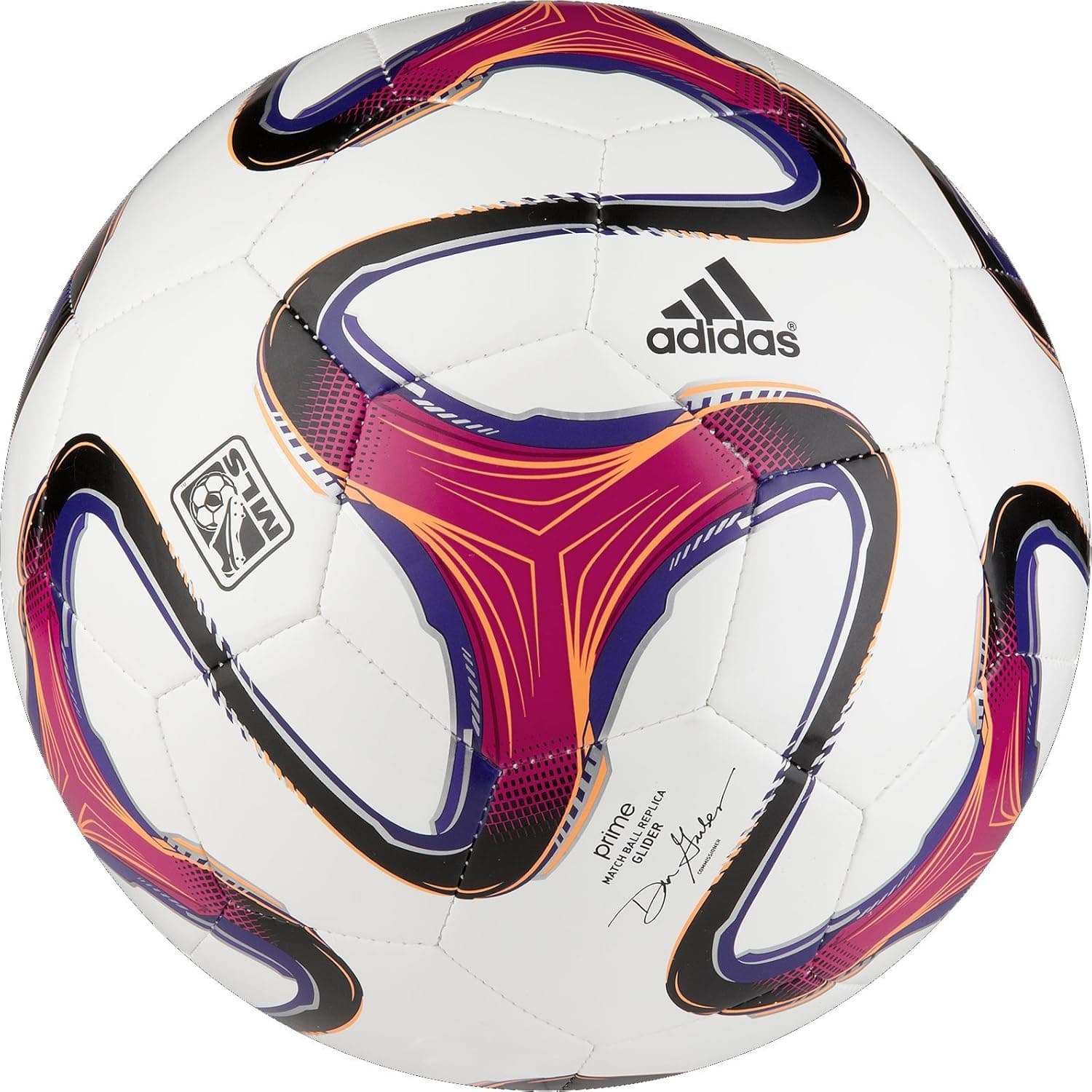 adidas Performance 2014 MLS Glider Soccer Ball, White/Glow Orange/Vivid Berry, 3