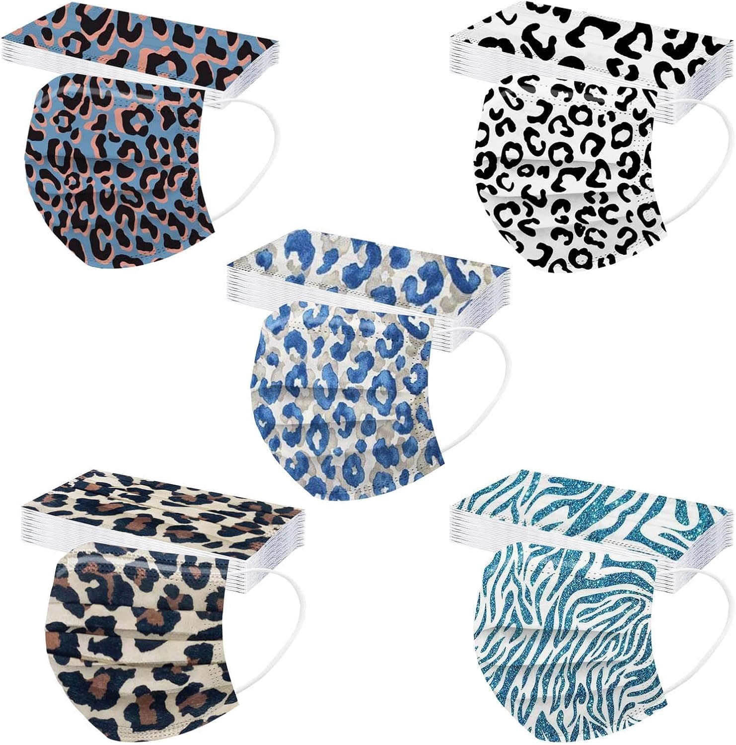 vividen Leopard Disposable Face Mask for Women Breathable Face Mask with Design Paper Masks Disposable 3ply Non Woven Masks