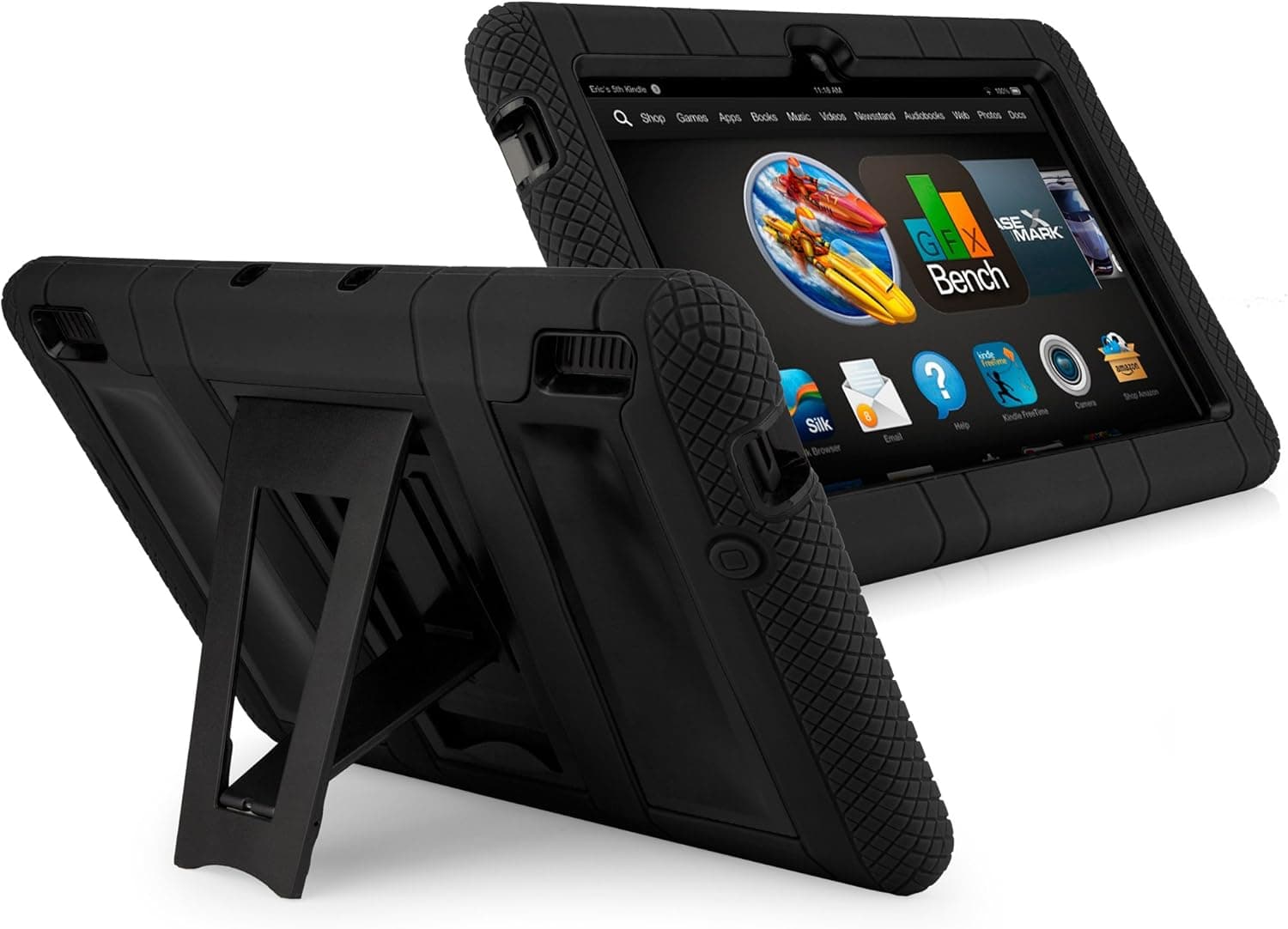 BoxWave Kindle Fire HDX 7 Maximus Case - Rugged, Heavy Duty Hybrid Protection Case for Kindle Fire HDX 7 (Pitch Black)