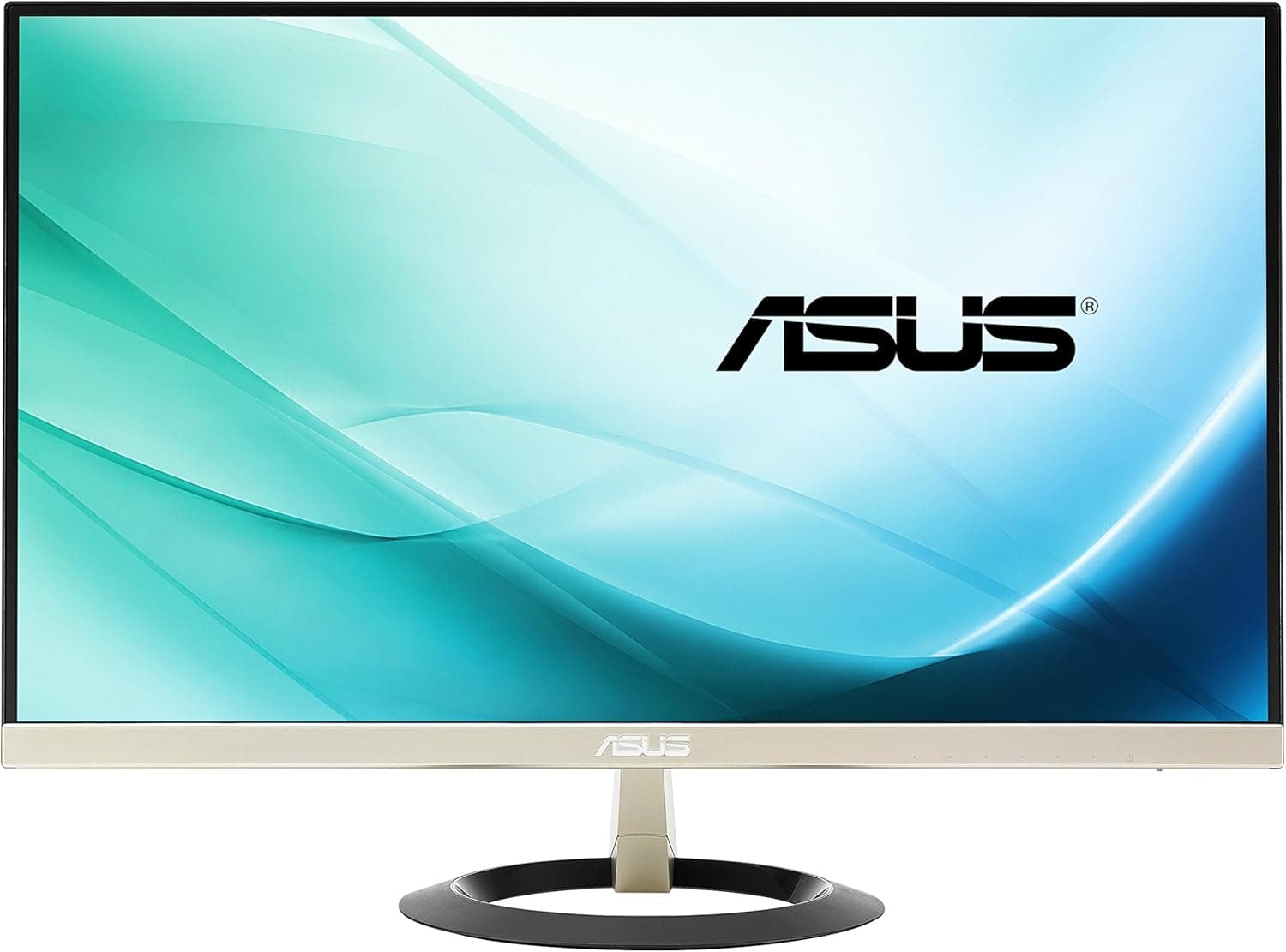 ASUS Frameless Gold 21.5" 5ms (GTG) HDMI Widescreen LCD/LED Monitor IPS 80,000,000:1 , Ultra-Slim Design, Built-in Speakers, with HDMI and D-sub Model VZ229H (Renewed)