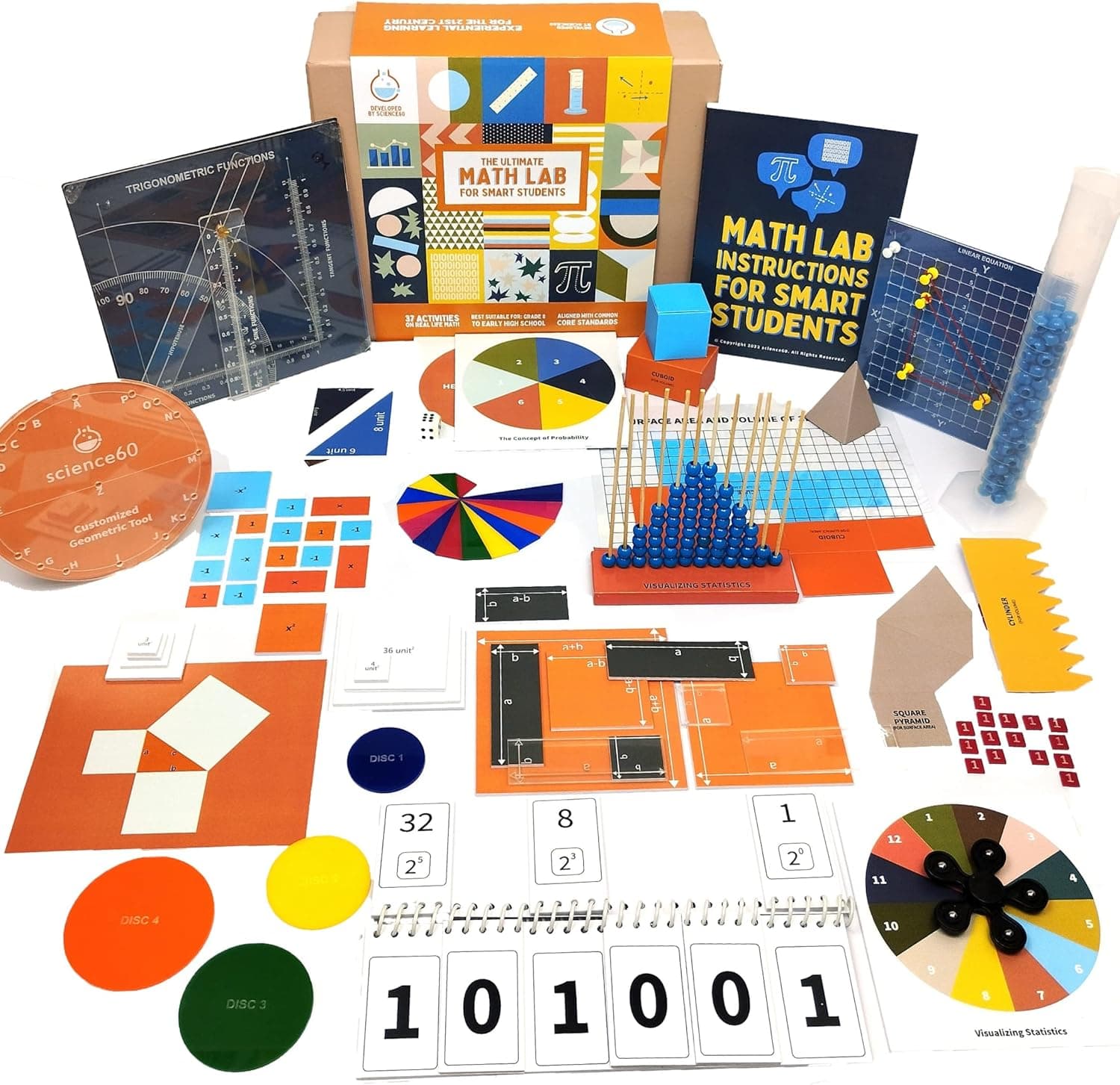 Math Manipulatives & Games 8th 9th grade Early High School – Trigonometry, Coding Basics, Statistics, Probability, Graphing & more, real-world problem-solving projects STEM Kits, Classroom, Homeschool