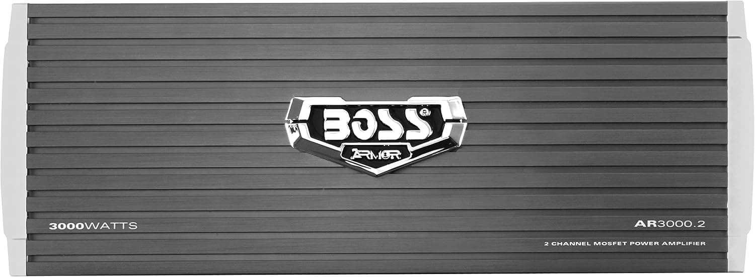 BOSS Audio Systems AR3000.2 Armor 3000 Watt, 2 Channel, 2 4 Ohm Stable Class AB, Full Range, Bridgeable, Mosfet Car Amplifier with Remote Subwoofer Control