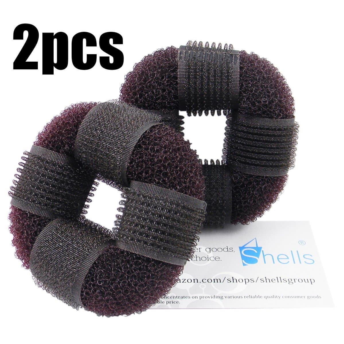 Shells 2PCS Brown Beauty Buns Former Round Twist Ring Shaper Magic Hair Styling Tool Donut Doughnut Ring Styling Mesh Chignon Bun Maker Hair Curler Accessory