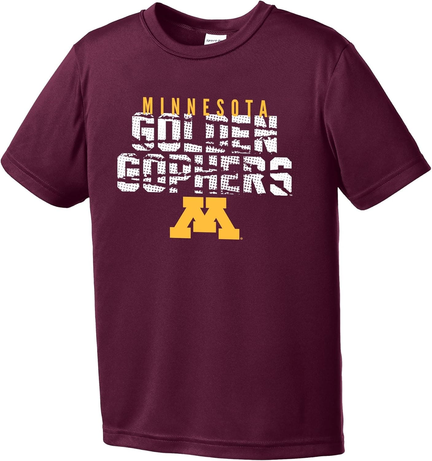 NCAA Minnesota Golden Gophers Youth Boys Destroyed Short sleeve Polyester Competitor T-Shirt, Youth X-Large,Maroon
