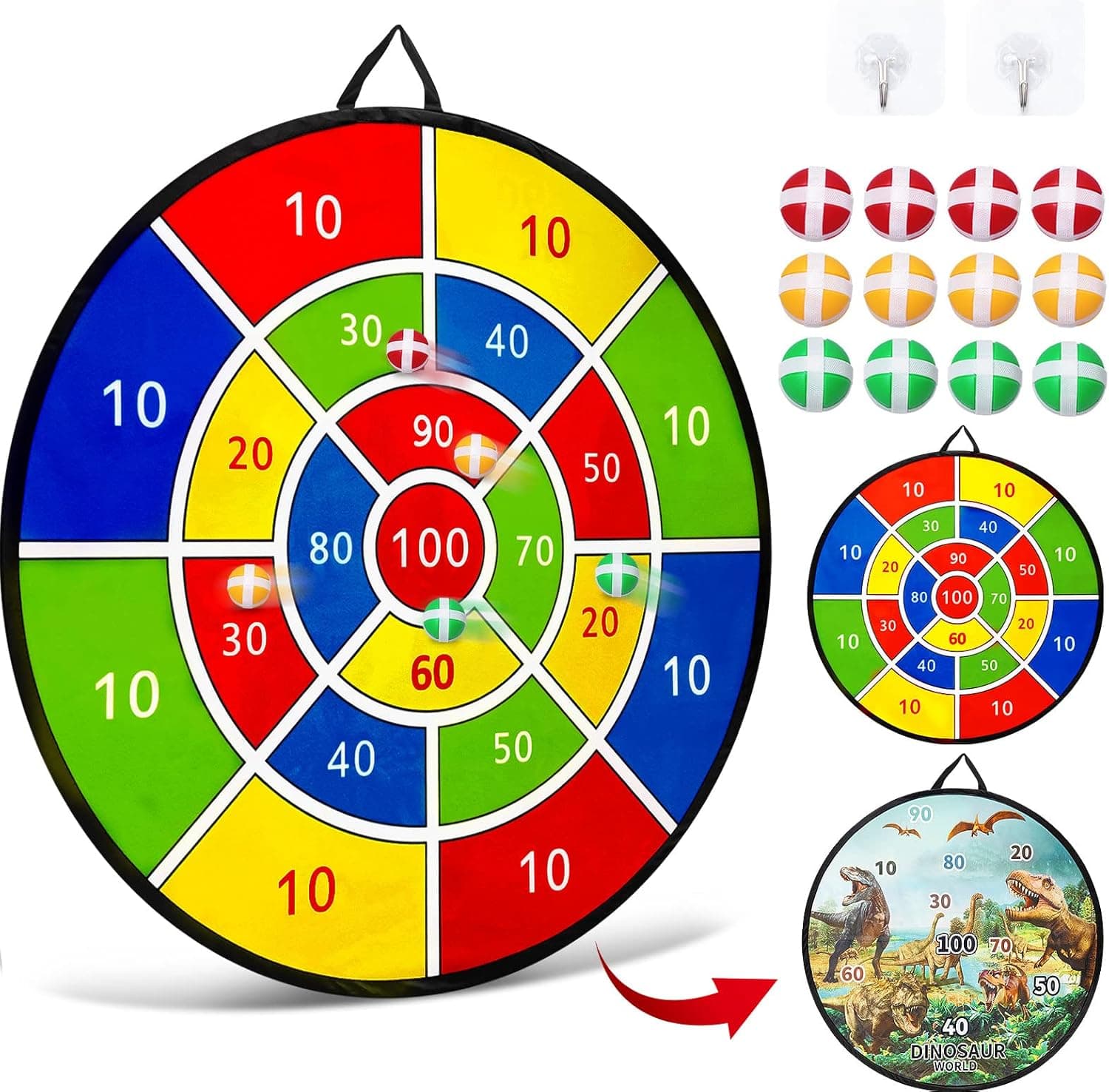 28'' Dart Board for Kids, Large Board Games for Kids with 12 Sticky Balls, Indoor Outdoor Party Games Toys for Kids Birthday Toys Gift for Boys Girls Age 5 6 7 8 9 10 11 12 Years Old