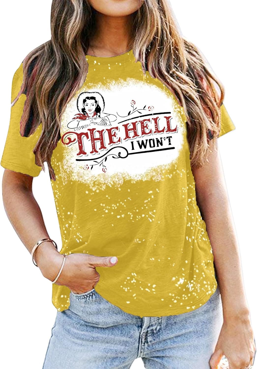 The Hell I Won't Shirt Womens Vintage Graphic T-Shirt Funny Saying Tees Country Casual Short Sleeve Tops