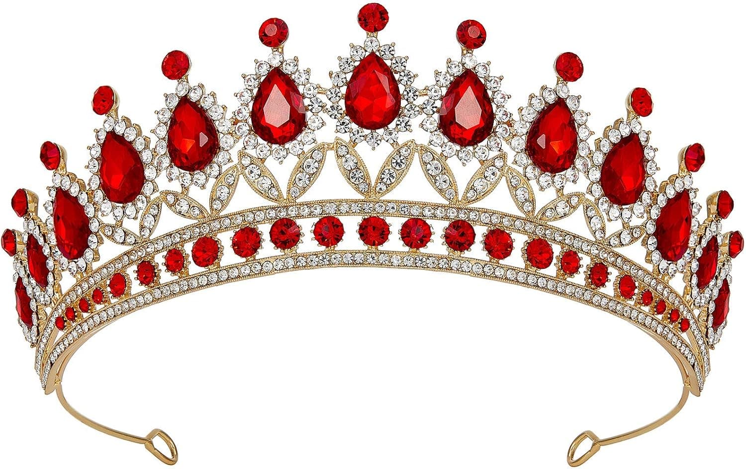 SWEETV Rhinestone Wedding Tiara for Women, Royal Queen Crown Headband, Crystal Princess Hair Accessories for Prom Birthday