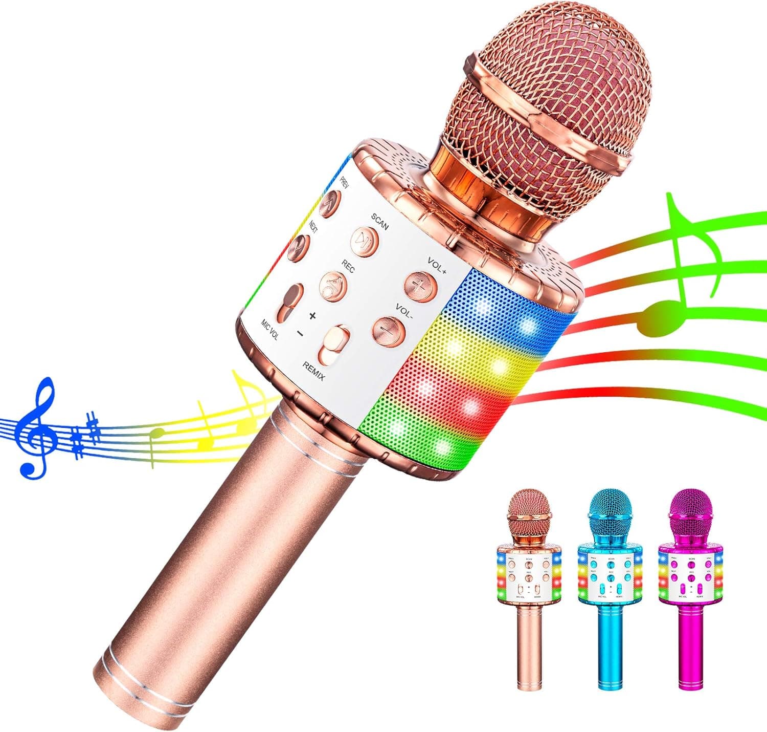 Karaoke Microphone for Kids Gifts Age 3-10,Hot Toys for 4 5 6 7 8 9 Year Old Girls Singing Microphone,Birthday Gifts for 8 9 10 11 Years Old Boys Girls(Rose Gold)
