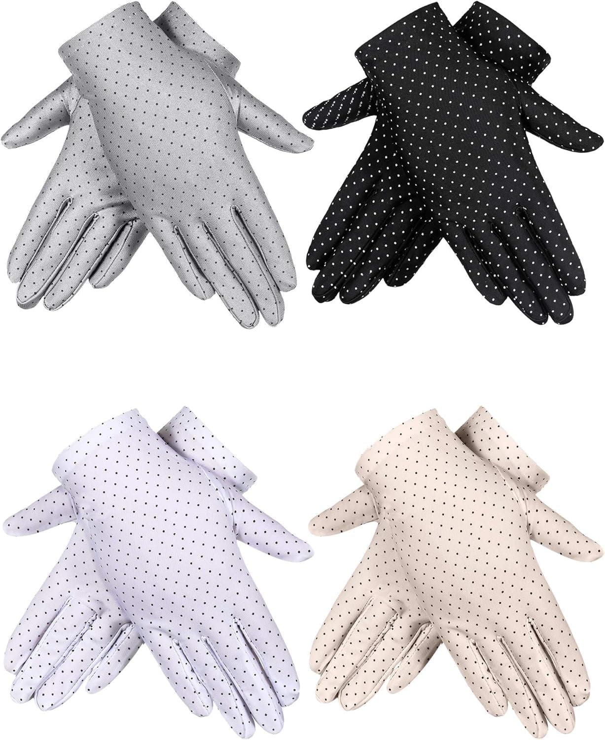 4 Pairs Women Sun Protective Gloves UV Protection Gloves Outdoor Driving Gloves Sunscreen Gloves