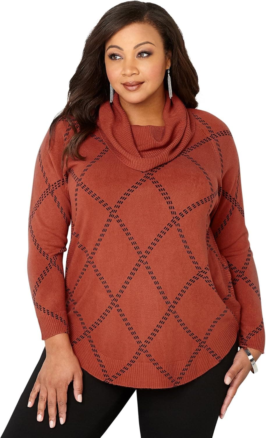 Avenue Women's Diamond Cowlneck Pullover