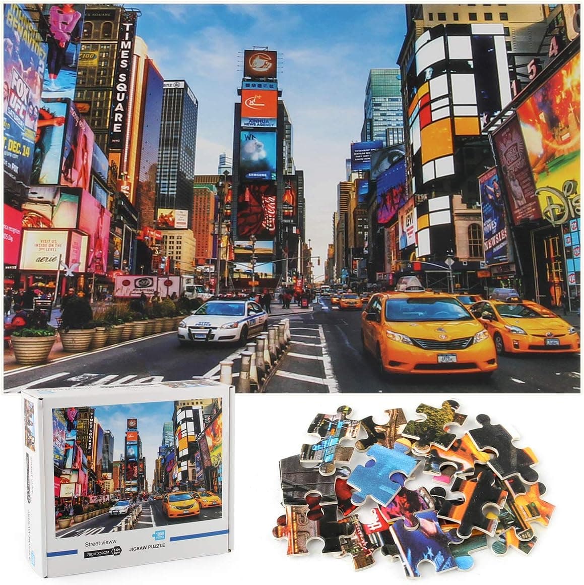 WESEN 1000 Pieces Jigsaw Puzzle for Adults Kids, Colorful Street Puzzle, Funny Family Jigsaw Puzzle 1000 Piece Toy, Car Jigsaw Puzzle, Kid Puzzle Street Vieww