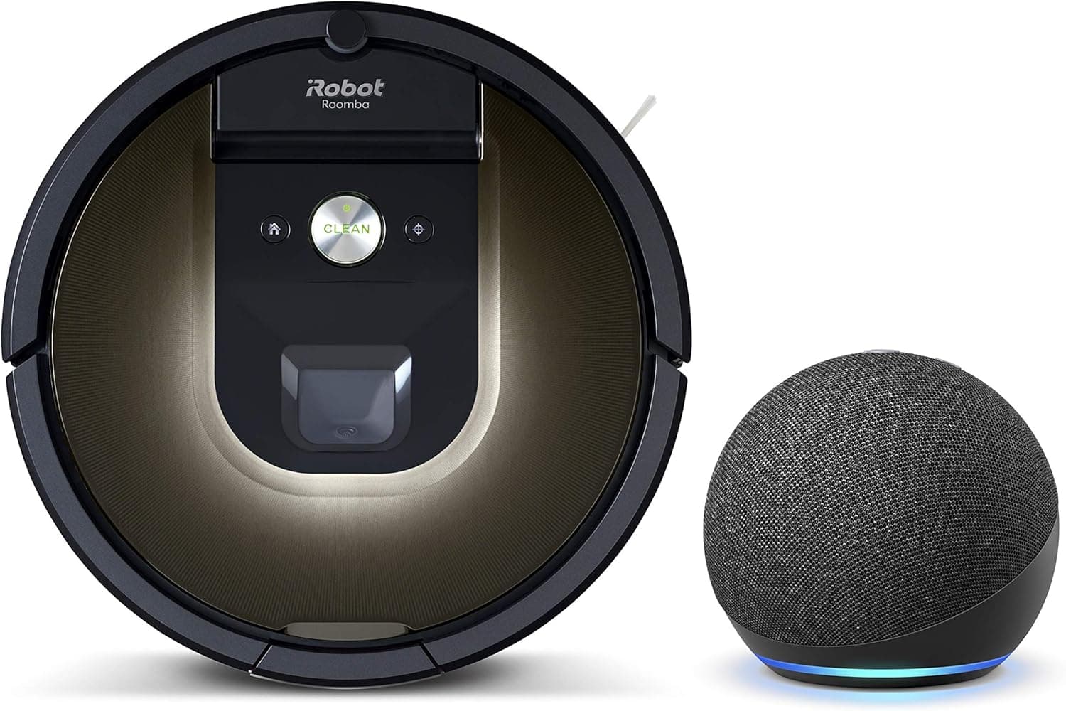 iRobot Roomba 981 Robot Vacuum - Wi-Fi, Compatible with Alexa, Ideal for Pet Hair, Carpets, Hard Floors, Power Boost Technology with Echo Dot (4th Gen)