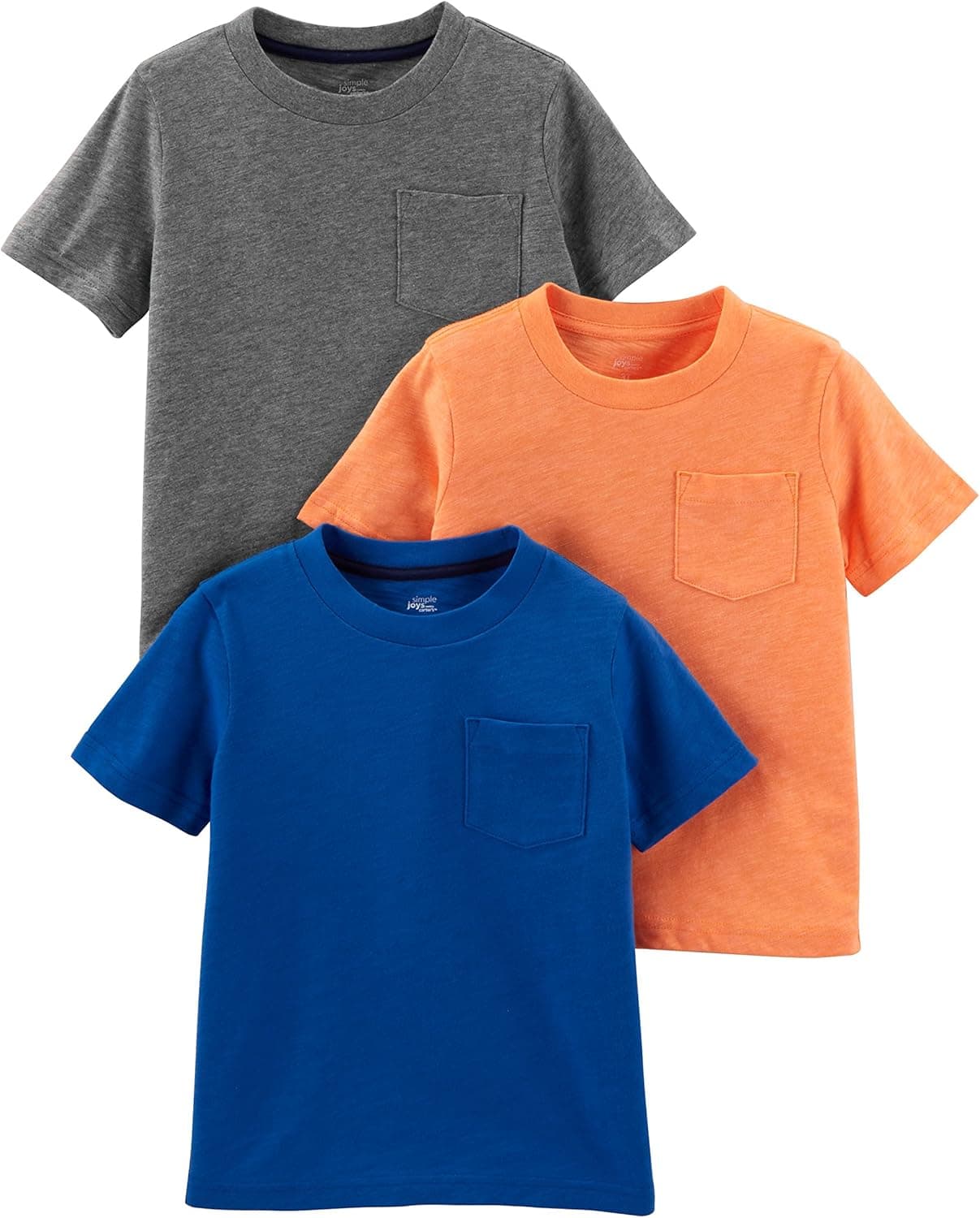 Simple Joys by Carter's Babies, Toddlers, and Boys' Solid Pocket Short-Sleeve Tee Shirts, Pack of 3