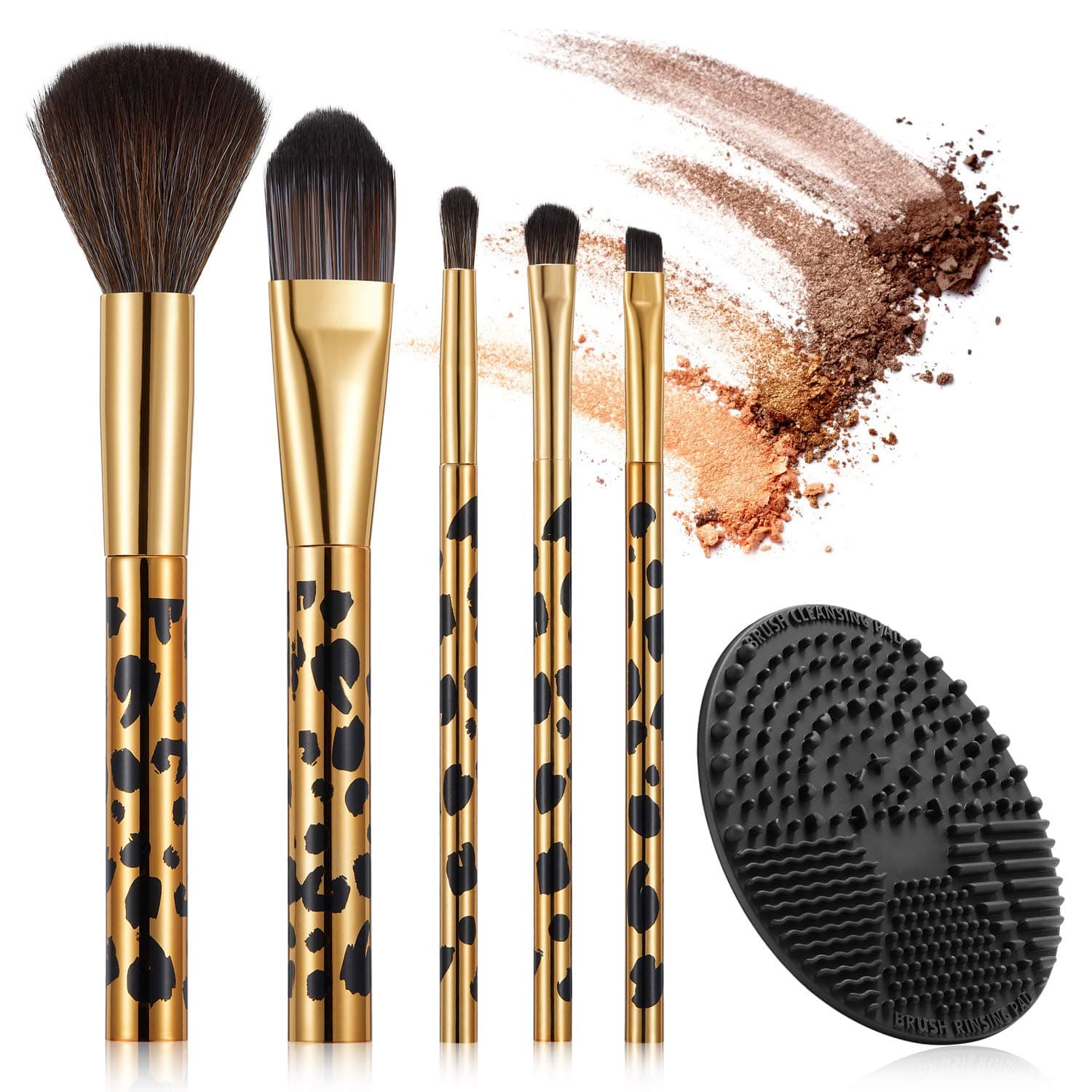 TPPICK Foundation Brush for Liquid Makeup, Powder Brush & Eye Makeup Brushes Set, Premium Soft Brushes Face Makeup in 5 PCS with Brush Cleaning Mat