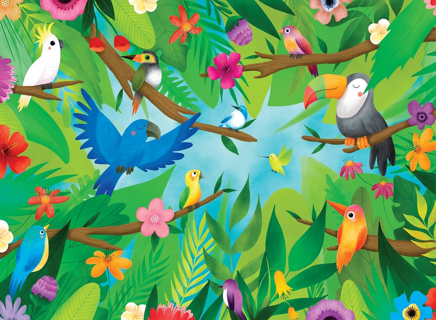 The Game Club - Birds of a Feather - 500 Piece Jigsaw Puzzle - Bright Colorful Puzzle of Tropical Birds - Fun Challenge for Adults, Teens and Kids