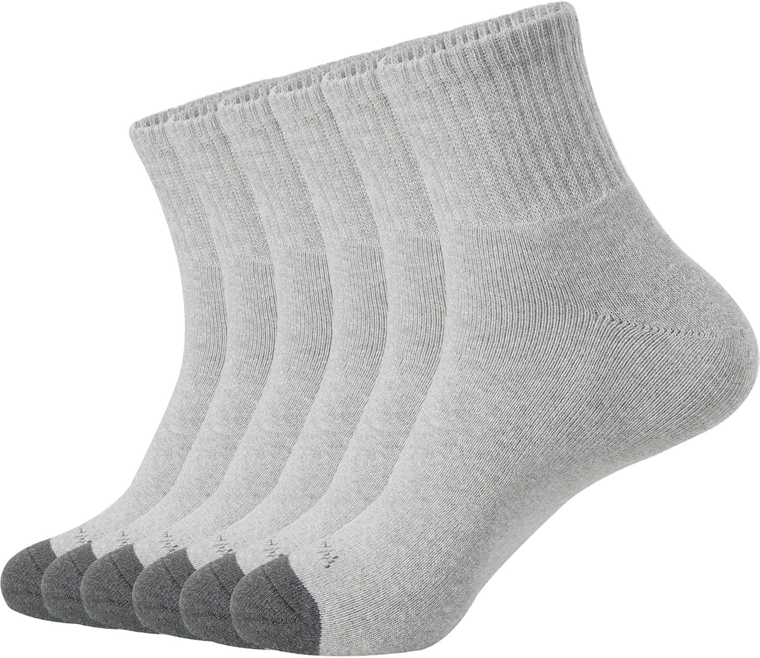 WANDER Men's Cushion Ankle Socks 6 Pack Athletic Running Socks Men Cotton Sport Wicking Work Grey 8-13