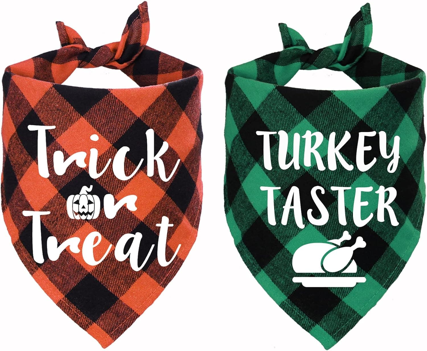 STMK Holiday Plaid Dog Bandanas, Halloween Thanksgiving Day Trick or Treat Turkey Taster Dog Bandana Scarf for Halloween Thanksgiving Day Dog Puppy Costume Decorations