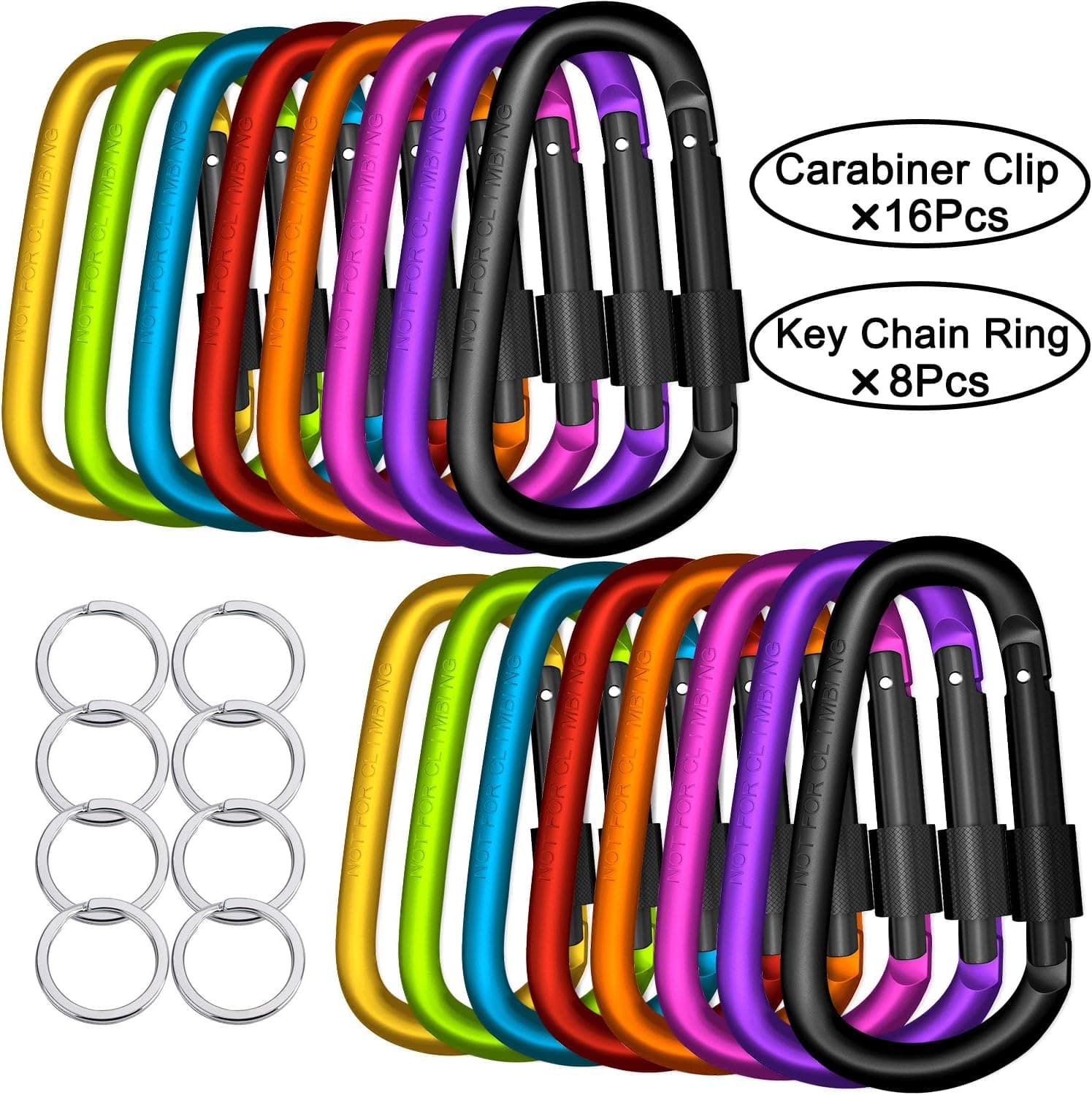 Maveek Carabiner Clip Key Ring 3" Screw Gate Hook Locking D Ring Carabiner Clip Spring Snap Key Chain - Best for Hammock, Outdoor Camping, Hiking and Fishing(Multicolor)