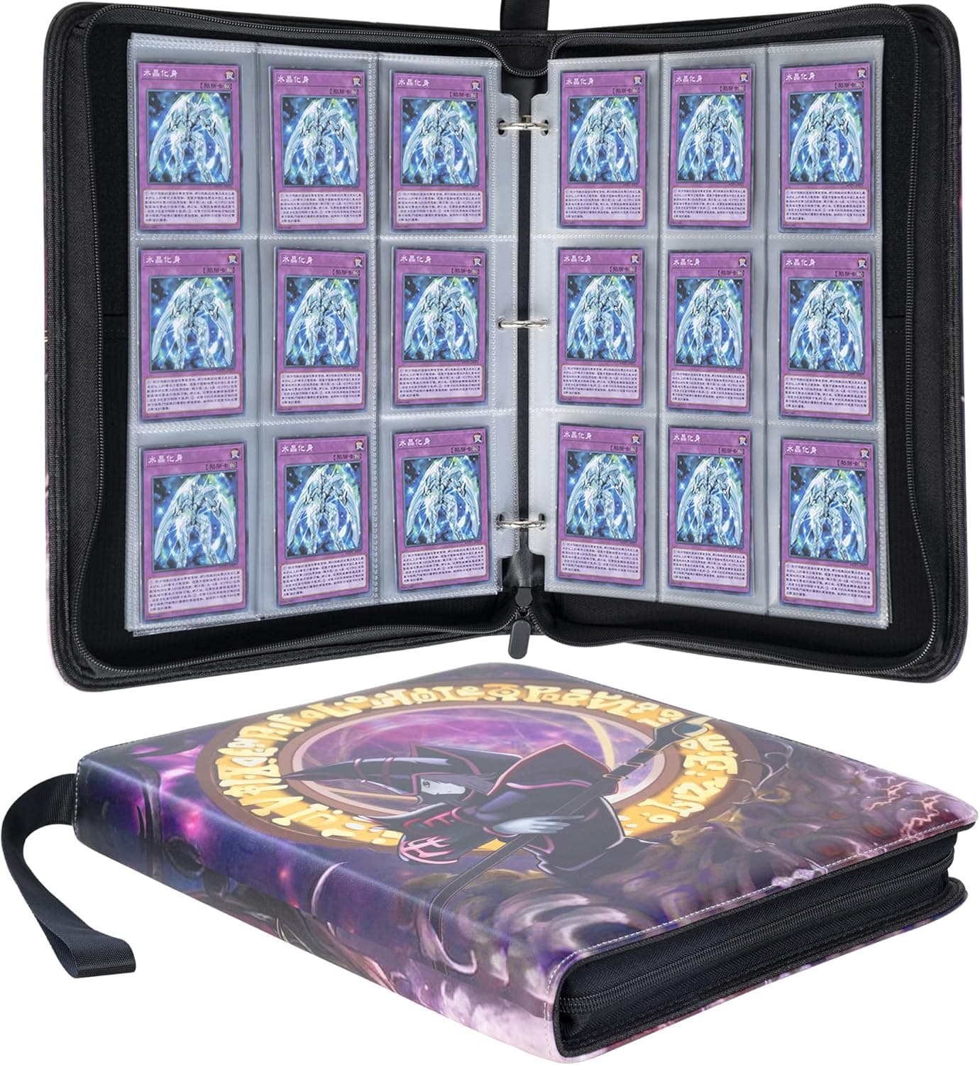 Card Binder for Yugioh Cards - 720 Pockets Trading Card Binder with 40 Removable Sleeves, 9 Pocket Card Holder Album Compatible with Yu-Gi-Oh Cards (DM）