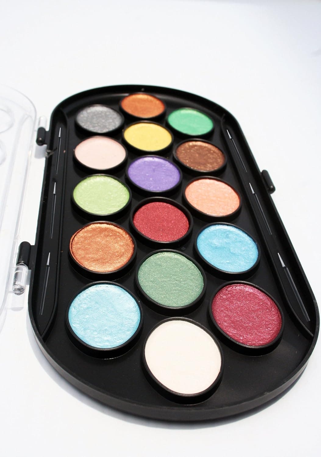 Metallic Blendable Eye Makeup Pallet 16 Hot Colors - Use As Eye Shadow and Eye Liner - Speciality Brushes Included...