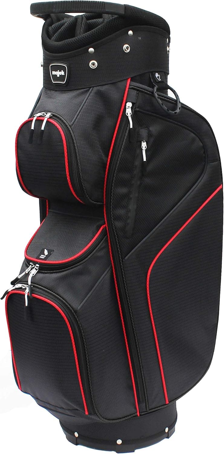 Majek Men's Black Red Golf Bag 9 inch 14-Way Friendly Separator Top