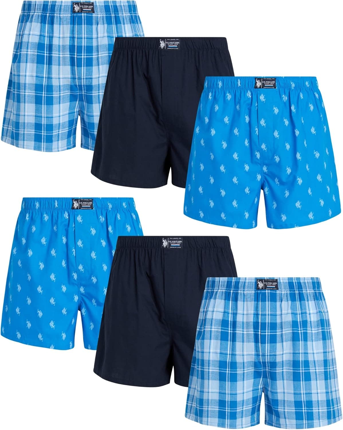 U.S. Polo Assn. Men’s Underwear – Woven Boxers with Functional Fly (6 Pack)