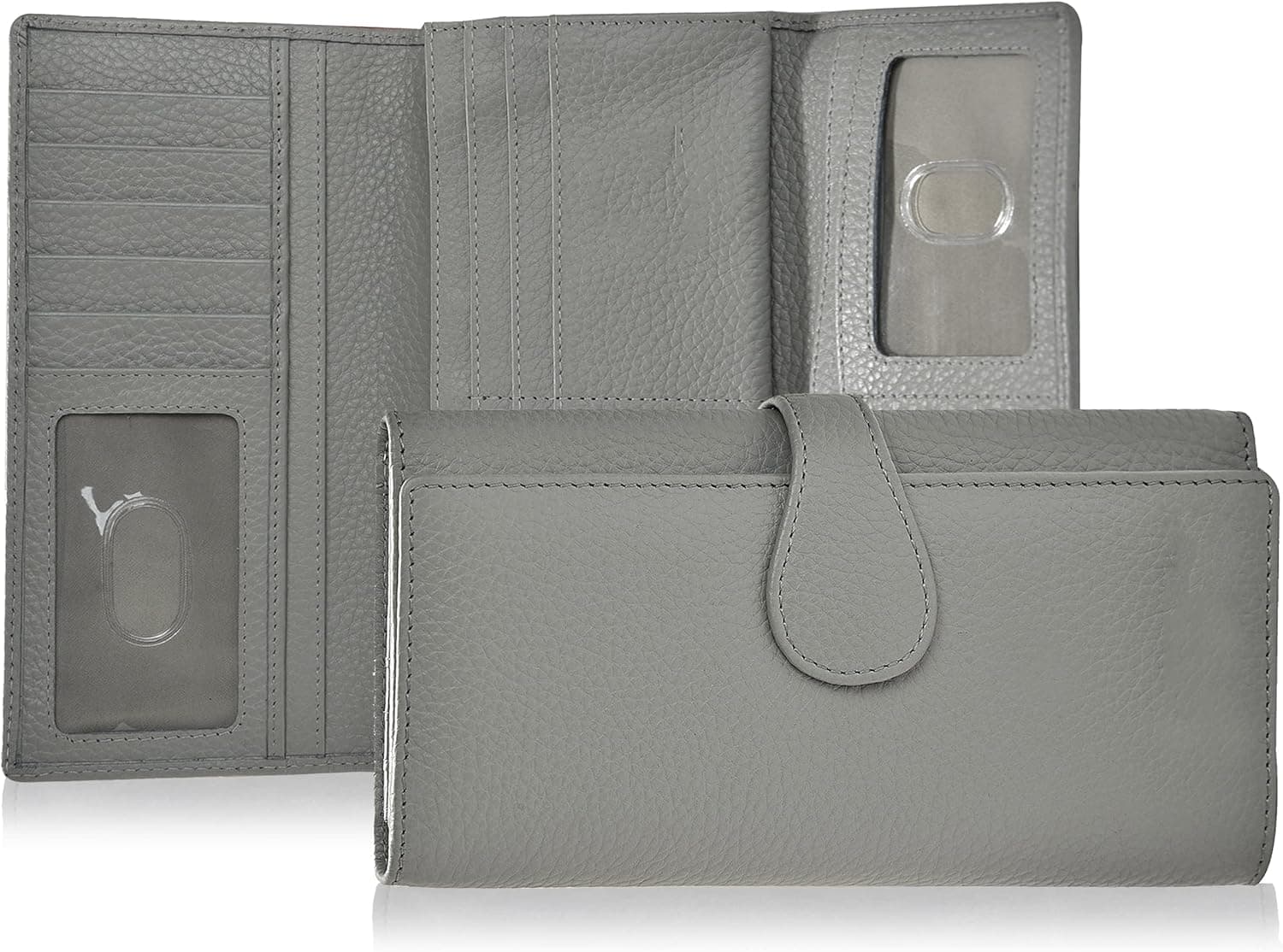 ESTALON Real Leather Wallets for Women RFID - Long Wallet Women's Ladies Clutch Zipper Pocket Multi Credit Card Case Holder Girls