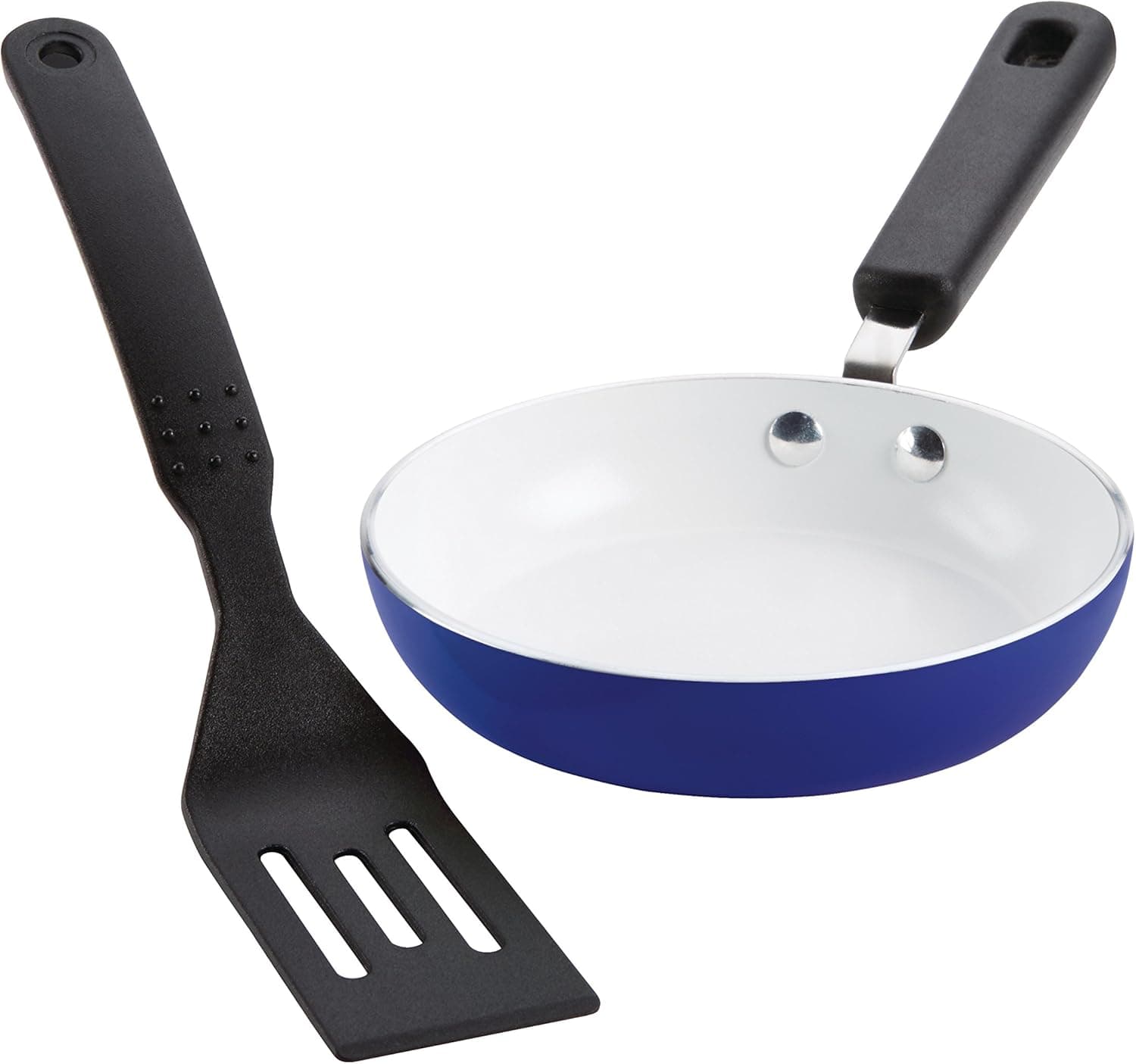 SilverStone CXi Ceramic Nonstick Frying Egg Pan/Skillet with Mini Cooking Turner, 5 Inch, Ocean Blue