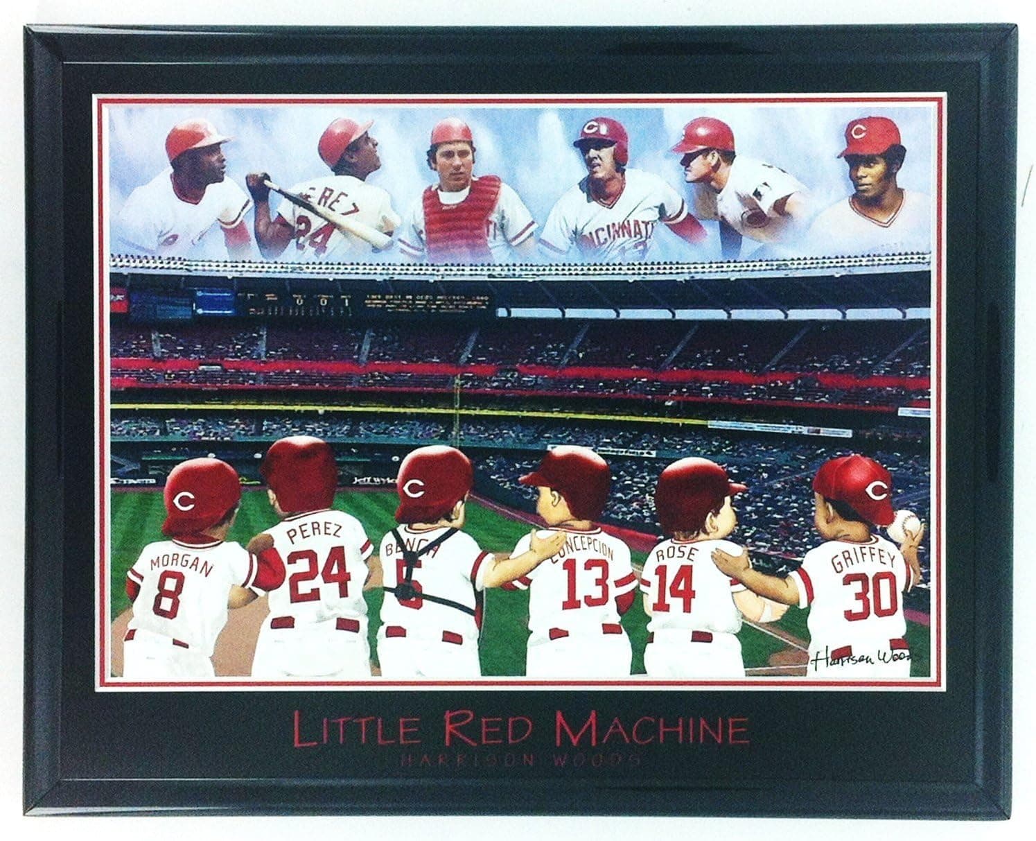 Cincinnati Reds Baseball Little Legends: Morgan, Perez, Rose, Griffy, Bench, Concepsion Framed Lithograph F6630A