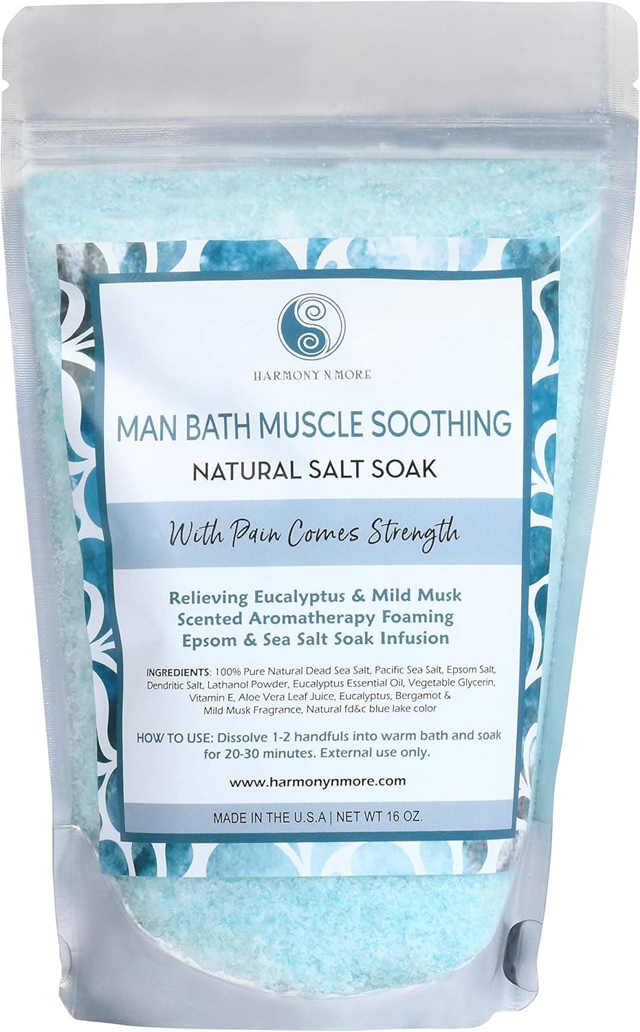 Best Man Bath Salt Soak Infusion - Epsom - Pacific Sea Salt Mix - Soothes Your Muscles, Balances and Relaxes The Body and Spirit - 16 Oz