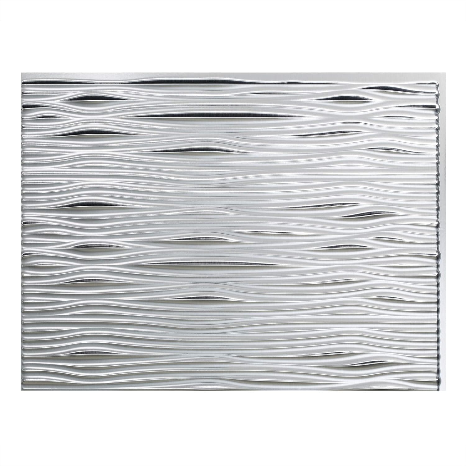 FASÄDE Waves Decorative Vinyl Backsplash Panel in Brushed Aluminum (One 18" x 24" Panel)