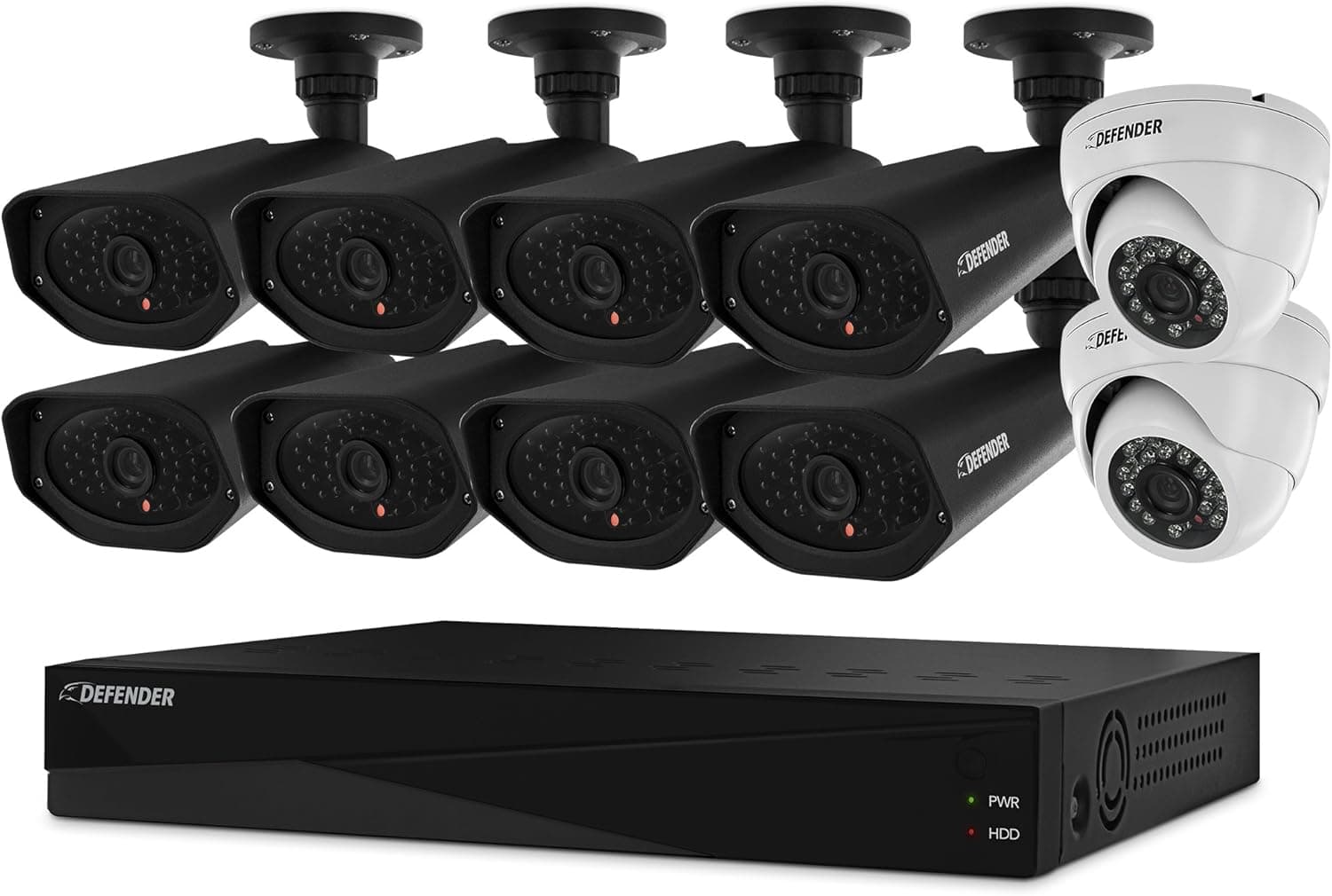 Defender 21349 Sentinel Pro Widescreen 16-Channel DVR with 2TB HDD and 10 Surveillance 800TVL Cameras (Black/White)