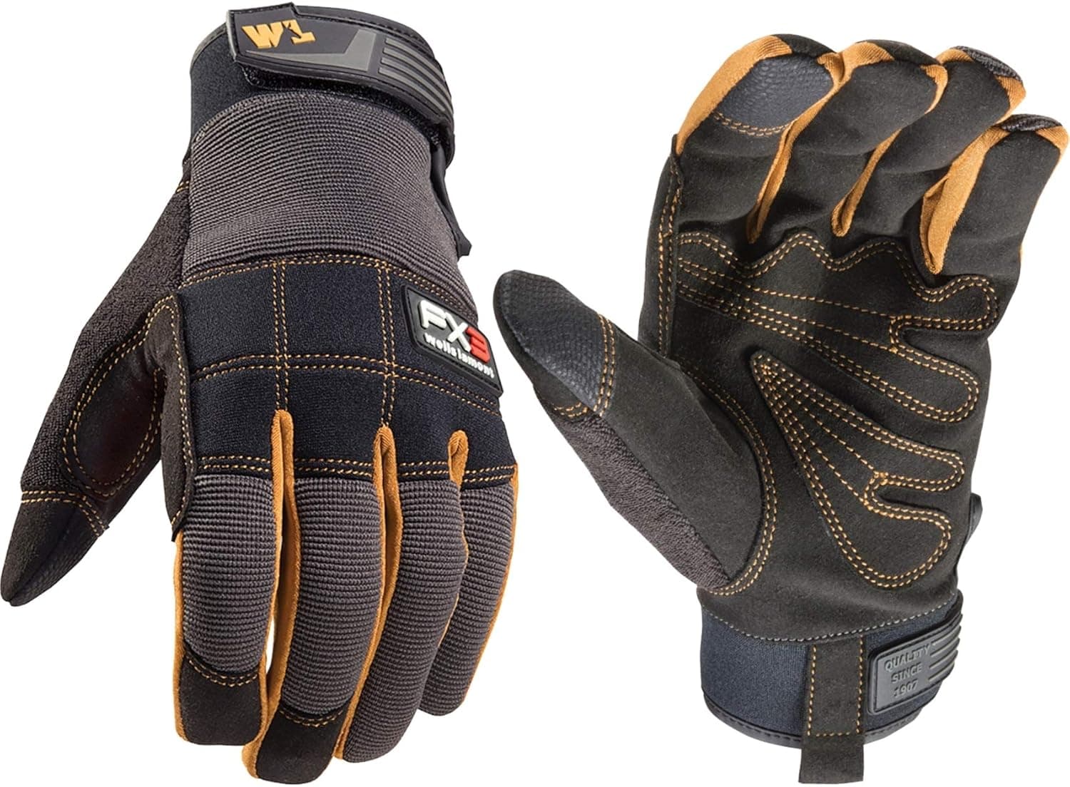 Wells Lamont FX3 Men's Extreme Dexterity Extra Wear Work Gloves, Touchscreen, Large 7853C, Black