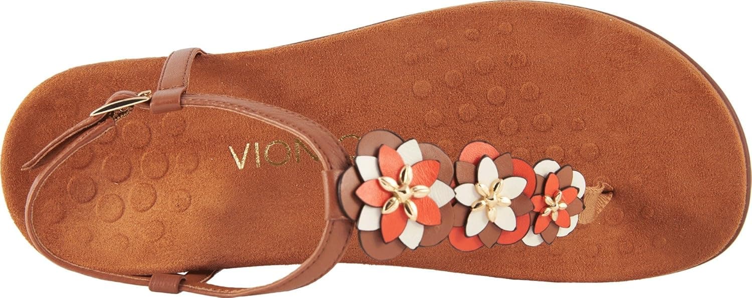Vionic Women's Rest Paulie Toe-Post Sandal - Ladies T-Strap Sandals with Concealed Orthotic Arch Support Champagne