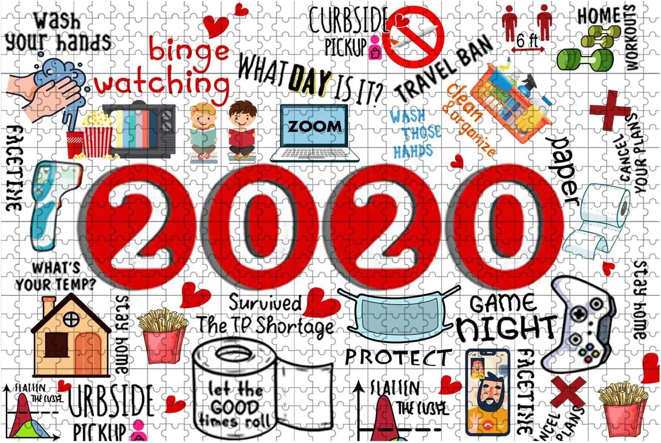 2020 Commemoration Jigsaw Puzzle, 2020 Events Jigsaw Puzzles 1000 Pieces, Family Stress Relief Game, Play Collection, Home Decorations, Indoor Activity, DIY Artwork Toys for Kids Adults (Red)