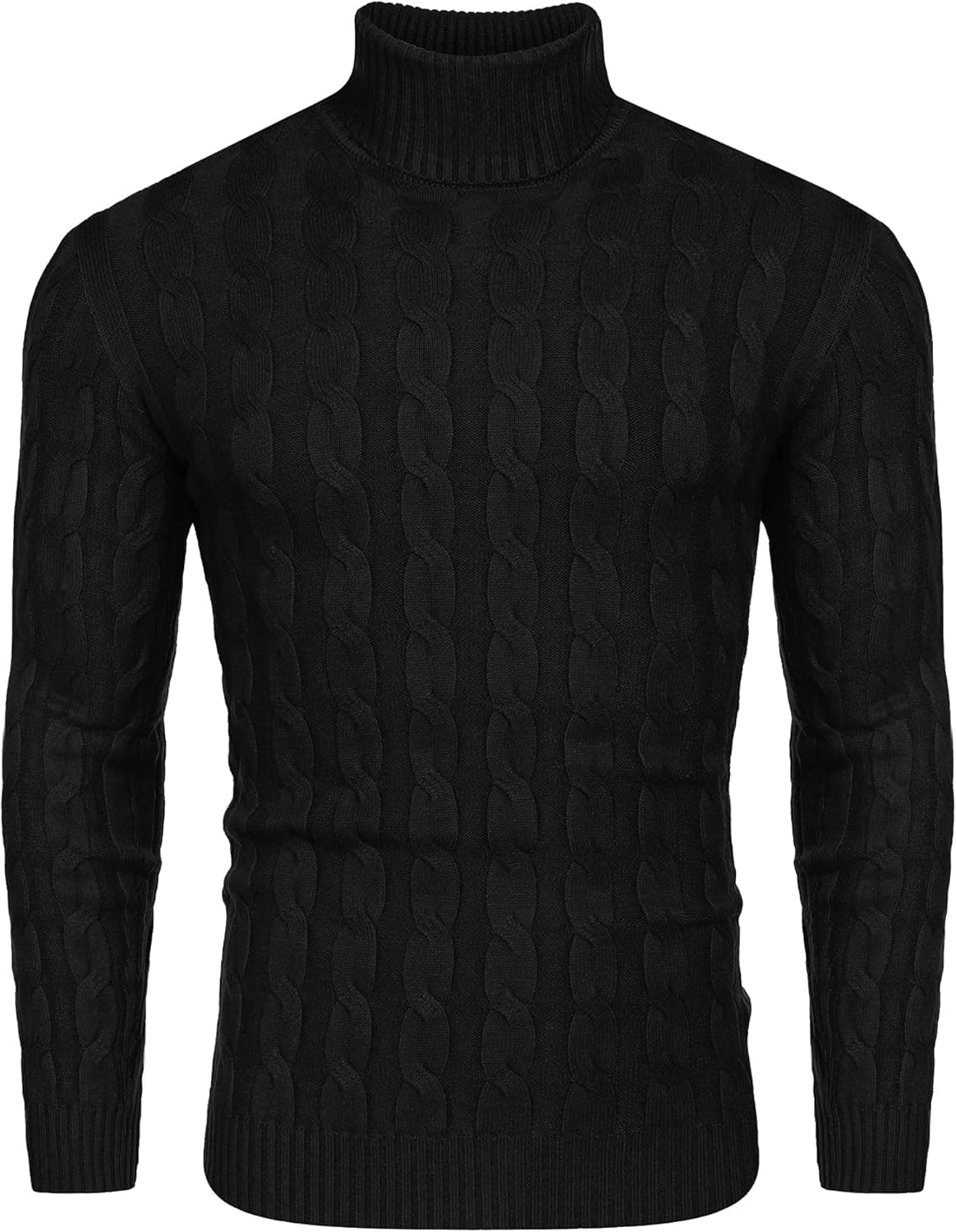 JINIDU Men's Slim Fit Turtleneck Sweater Casual Twisted Knitted Pullover Sweaters
