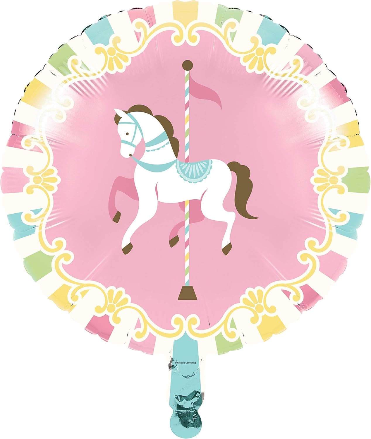 Creative Converting Carousel Horse Mylar Metallic Balloon 18", Multicolor