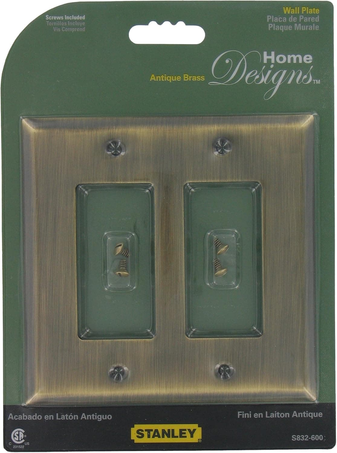 Stanley National S832-600 Home Designs V8004 Double Rocker Gfci Wall Plate, Antique Brass