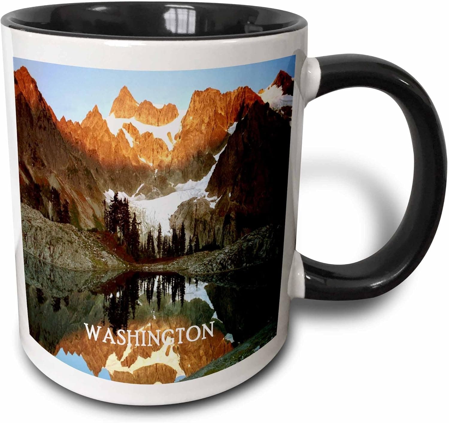 3dRose mug_80704_4 "Lake Ann Washington State" Two Tone Black Mug, 11 oz, Multicolor