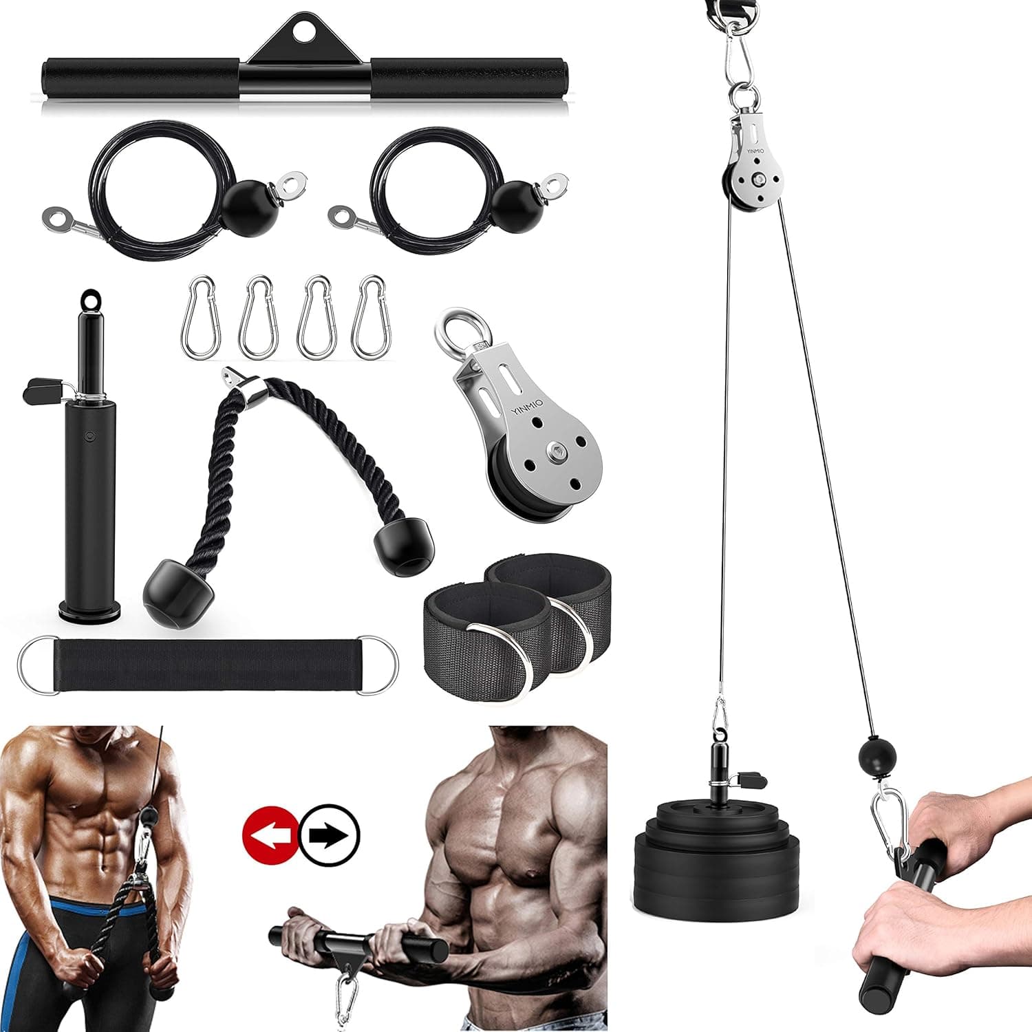 Cable Pulley, Triceps Pulley System for Arm Strength Training, (70'' and 90'') DIY Pulley Cable Attachment, Fitness LAT and Lift Pulley System, for Triceps Pull Down, Biceps Curl, Back, Forearm, Etc