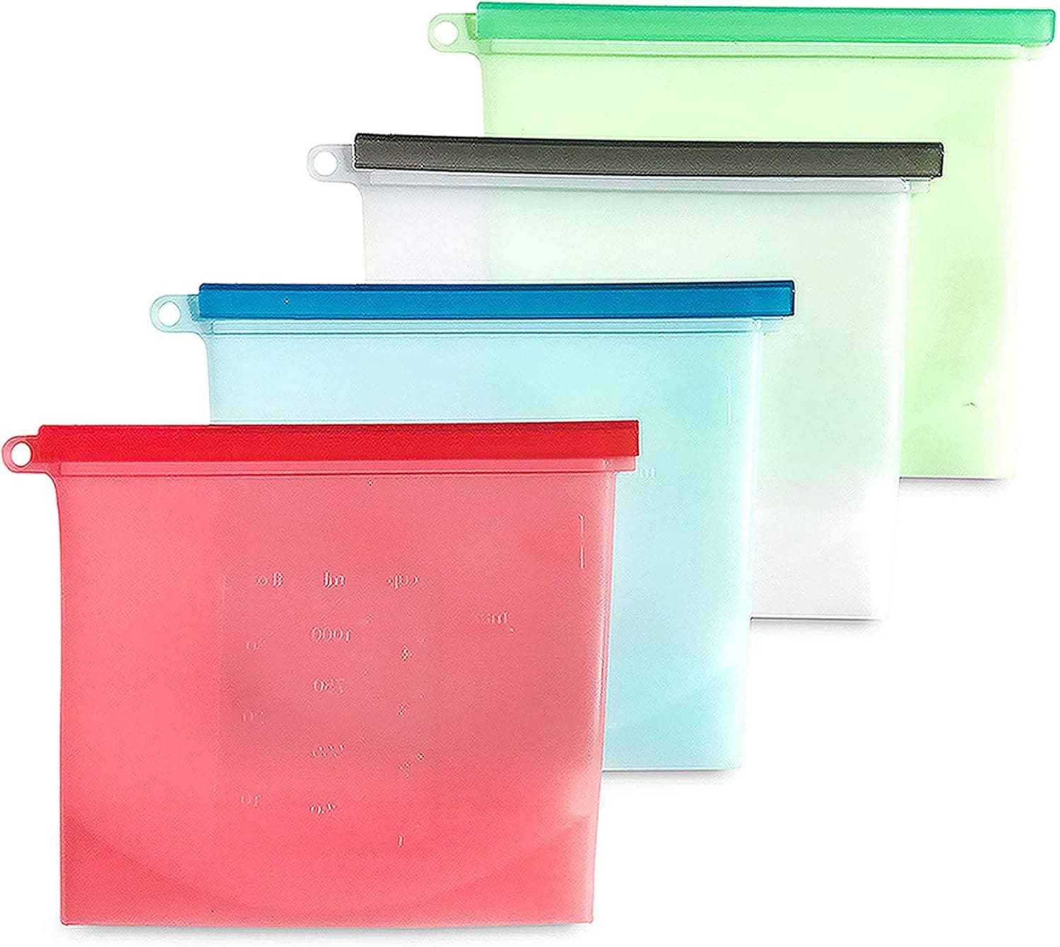 Eglobal17 Silicone Reusable Storage Bags Vacuum Sealer Bags | Preservation of Fruits, Vegetables, Meats | Eco Friendly and BPA Free Set of 4 Clear Quart Size