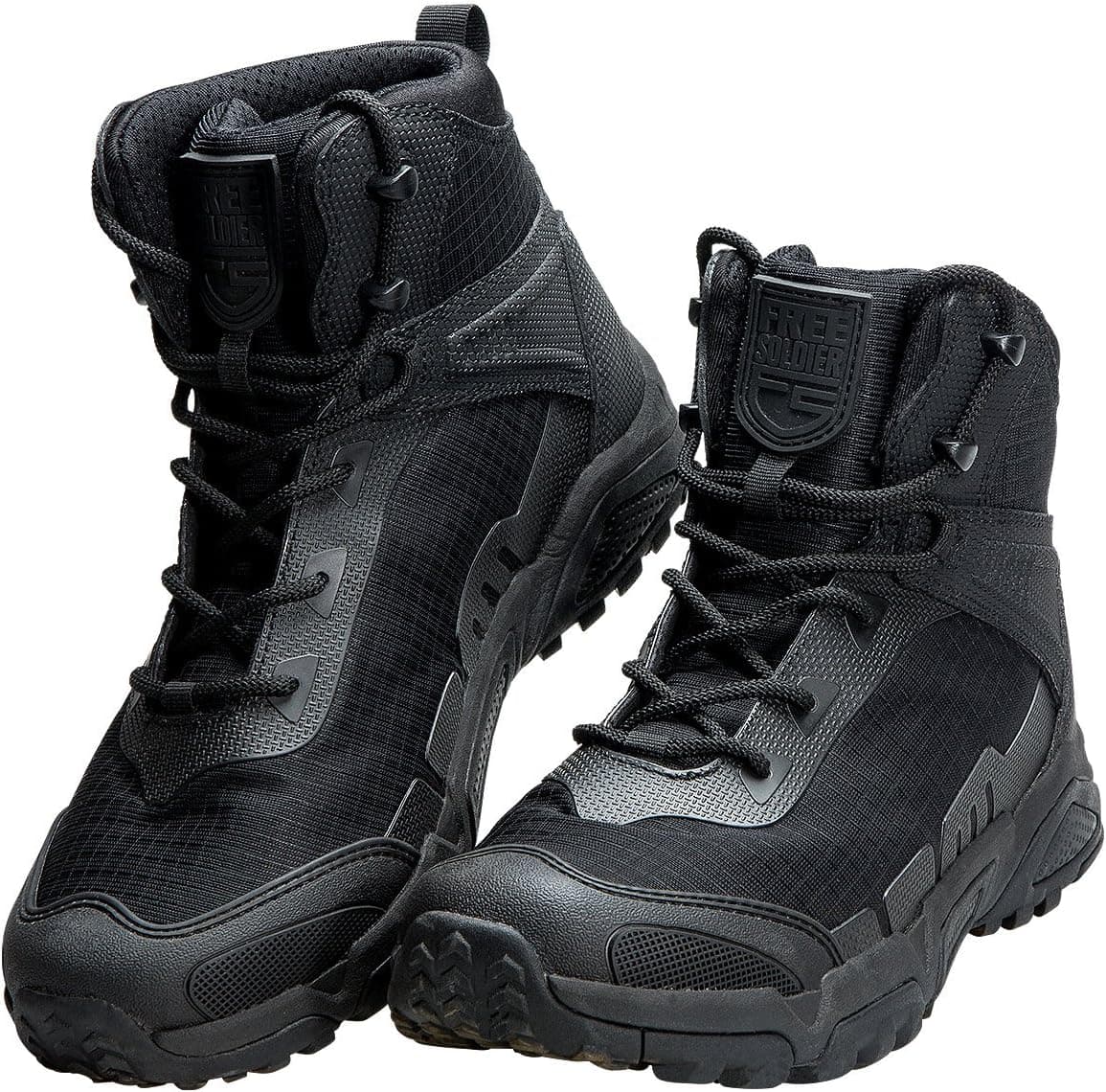 FREE SOLDIER Men's Tactical Boots 6 Inches Lightweight Combat Boots Durable Hiking Boots Military Desert Boots (Black, 11 US)