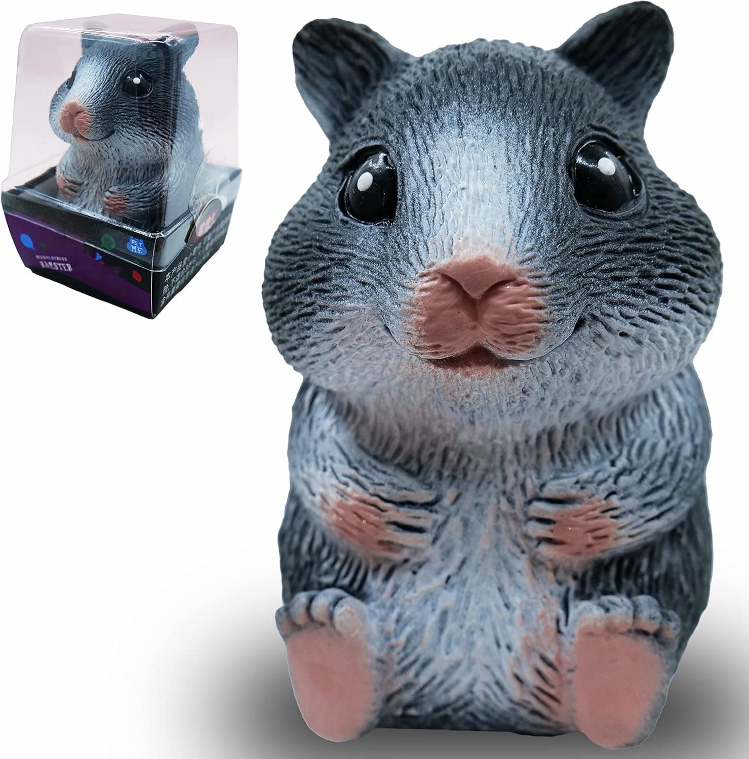 Funny Cute Hamster Toys, Squishy Stress Toy, Birthday, Christmas, Office Gift (Black)