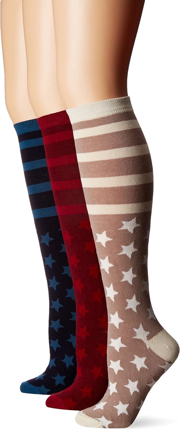 Muk Luks Women's 3 Pair Pack Jacquard Knee High Socks