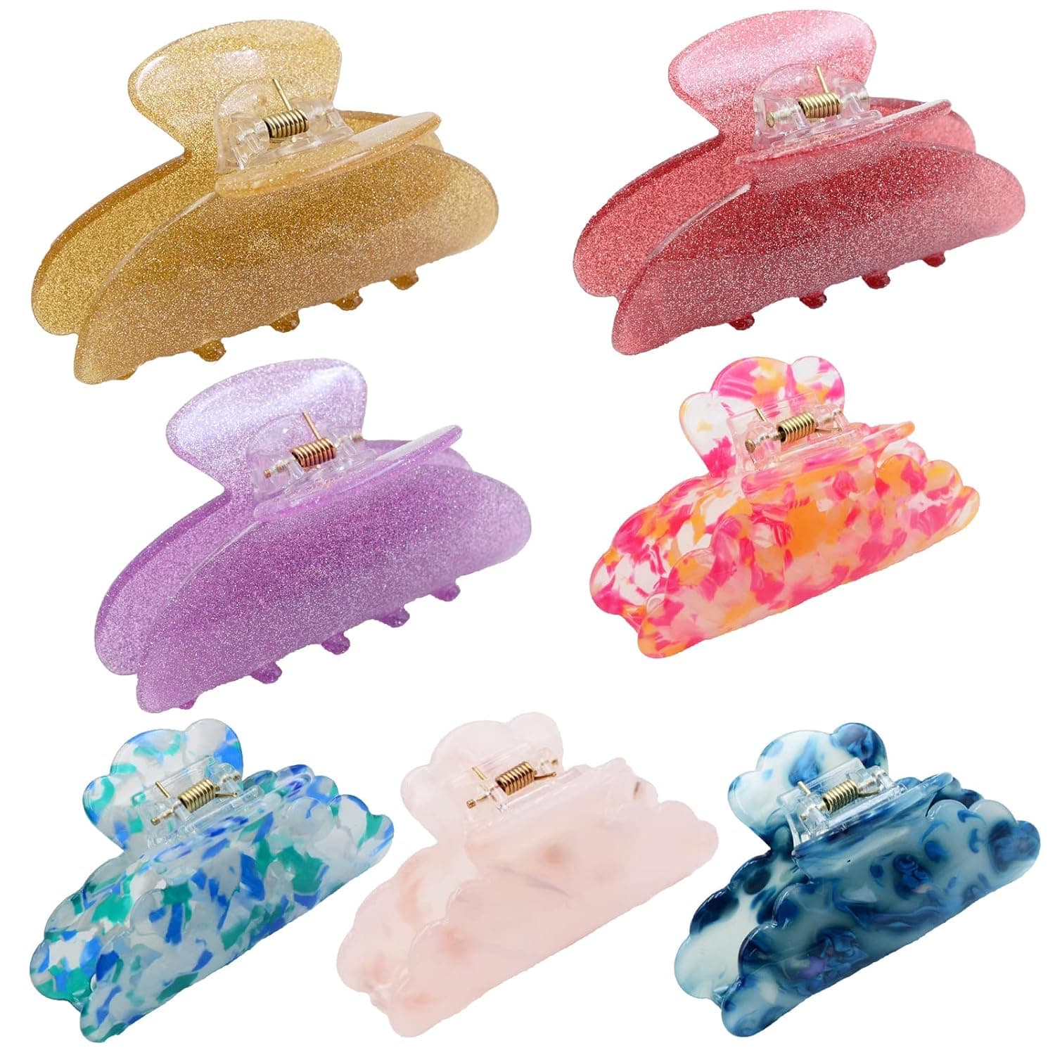 7 Pack Large Hair Claw Clips for Thin Thick Hair,Non-slip Acrylic Banana Barrettes ,Jaw Clips Strong Hold Hair Clips ,Celluloid French Butterfly Jaw Clips,Stylish Hair Accessories Hair Clamps for Women Girls