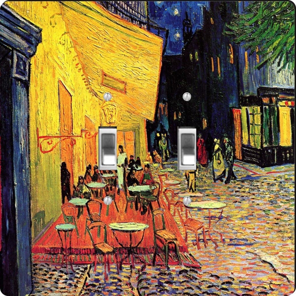 Rikki Knight™ Van Gogh Art The Café Terrace Design Double Toggle Light Switch Plate