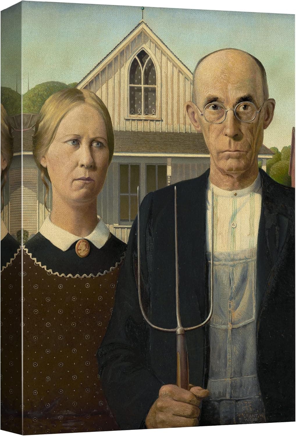 American Gothic by Grant Wood Giclee Canvas Prints Wrapped Gallery Wall Art | Stretched and Framed Ready to Hang - 16" x 24"